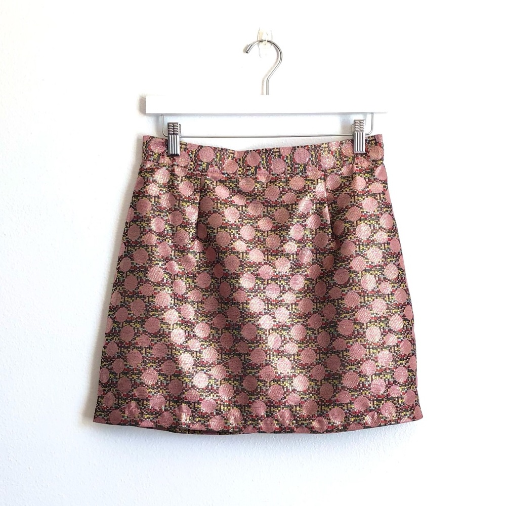 Modcloth Glad You Came Pink Multicolor Metallic Dot Mini Skirt Size 6 Party Fun